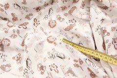 Bavlnené plátno - hnedé zvieratká na podklade off white - šírka 160 cm