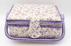 Textilbox für Nähzubehör - kleine violette Blümchen - Maße 25 x 15 x 9 cm