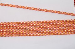 Rhinestone trim - orange with rainbow highlights - width 0,4 cm