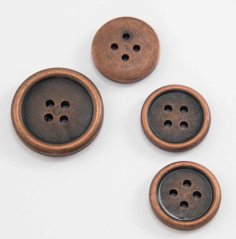 Dírkový pokovený knoflík -  tmavá měď - průměr 1,5 cm