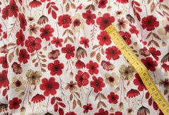 Bavlnené plátno - maky na bielom podklade