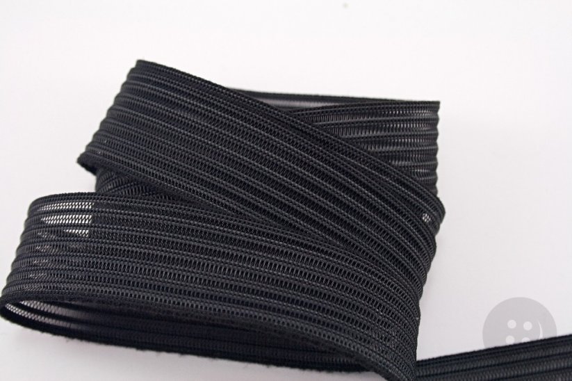 Knitted elastic - black - width 2.5 cm