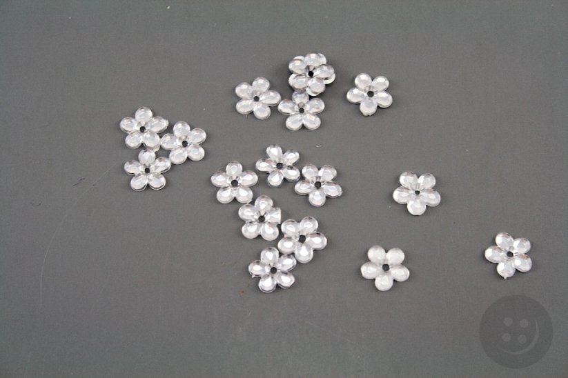 Platikblumen zum Annähen - durchsichtig - Durchmesser 1 cm