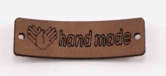 Sew-on leather label Handmade - brown - size 3.5 x 1 cm