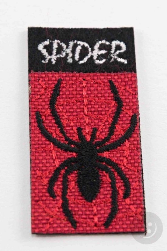 Patch zum Aufbügeln - Spider-Man - Größe 4,5 cm x 2 cm - rot, schwarz, weiß