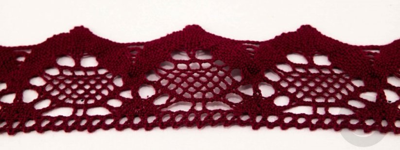 Cotton lace trim - burgundy - width 5 cm