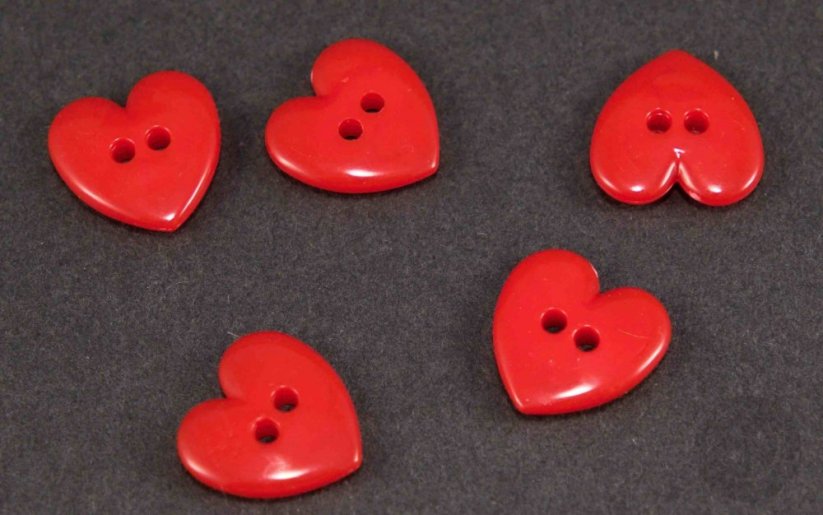 Srdiečko - knoflík - červená - rozmery 1,4 cm x 1,4 cm