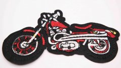 Iron-on patch - Motorcycle red - dimensions 10,5 cm x 6 cm