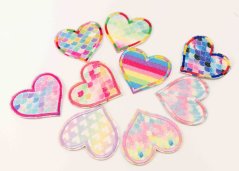 Iron-on patch - glitter heart - 6.5 x 7 cm - MORE COLOR VARIATIONS