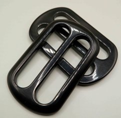 Plastová pásková spona obdélníková - černá lesklá - průvlek 6 cm