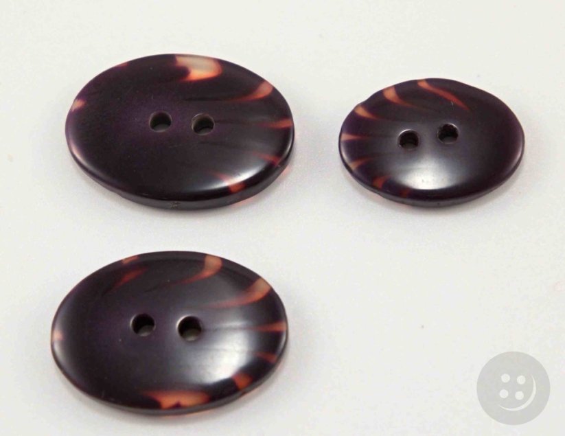 Hole button oval - wine brown - size 1.7 cm x 2.3 cm