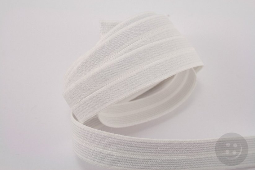 Buttonhole elastic tape - white - width 3 cm