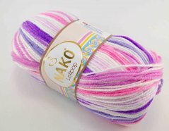 Příze Lolipop -  bílo růžovo fialová 80434