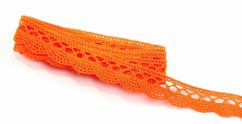 Bavlněná paličkovaná krajka - oranžová - šířka 1,6 cm