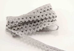 Cotton bobbin lace - with scallops - light grey - width 1 cm