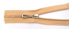 No. 5 sand-colored spiral zipper with silver teardrop pull, 16 cm No. 5 sand-colored spiral zipper with silver teardrop pull, 16 cm