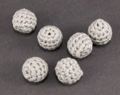 Crochet wooden pacifier bead - gray - diameter 1.5 cm