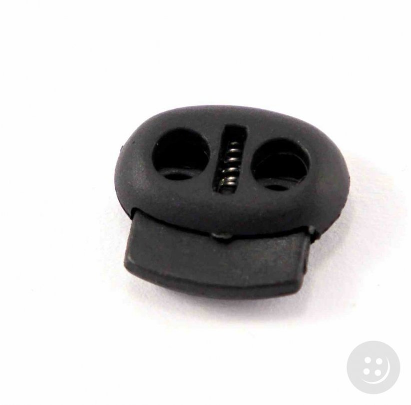 Plastic flat cord lock - black - pulling hole diameter 0.3 cm