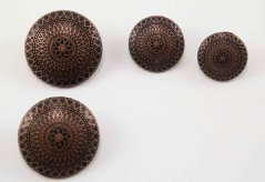 Luxuriöser Metallknopf mit Prägung - Spitzenmuster - matt - altkupfer - Durchmesser 2,77 cm