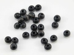 Wooden beads - round - dark grey melange - diameter 0.7 cm - pack of 25