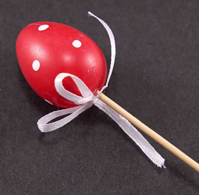 Small Easter eggs with polka dots on a stick - length 15 cm - red, green, orange, yellow, purple