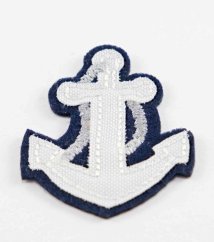 Iron-on patch - anchor - size 4 cm x 3 cm - white