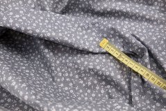Cotton fabric - white flowers on gray background - width 160 cm