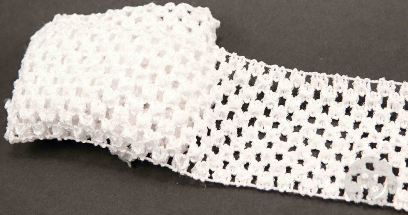 Ozdobná sieťovaná guma Tutu - biela - šírka 7 cm