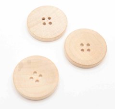 Holzknopf mit Löchern - Schalenform - natur - Durchmesser 2 cm