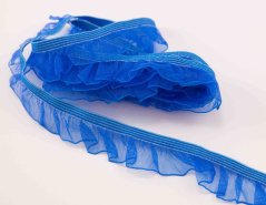 Elastický volánik - modrá - šírka 1,8 cm