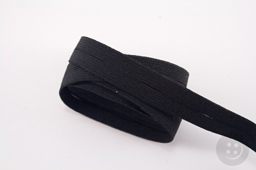 Gummiband mit Knopfloch - schwarz - Breite 1,8 cm