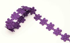 Saténové kytičky v metráži - fialová - šířka 2 cm