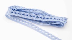 Bavlnená paličkovaná čipka - s oblúčikmi - svetlomodrá - šírka 0,9 cm