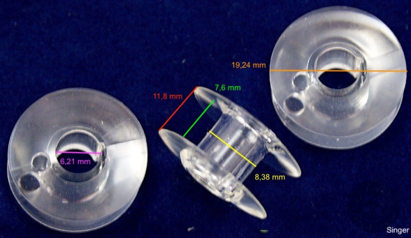 Cívka do šicího stroje Singer - plastová, oblá