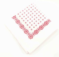 Cotton scarf - red flowers on white - size 70 cm x 70 cm