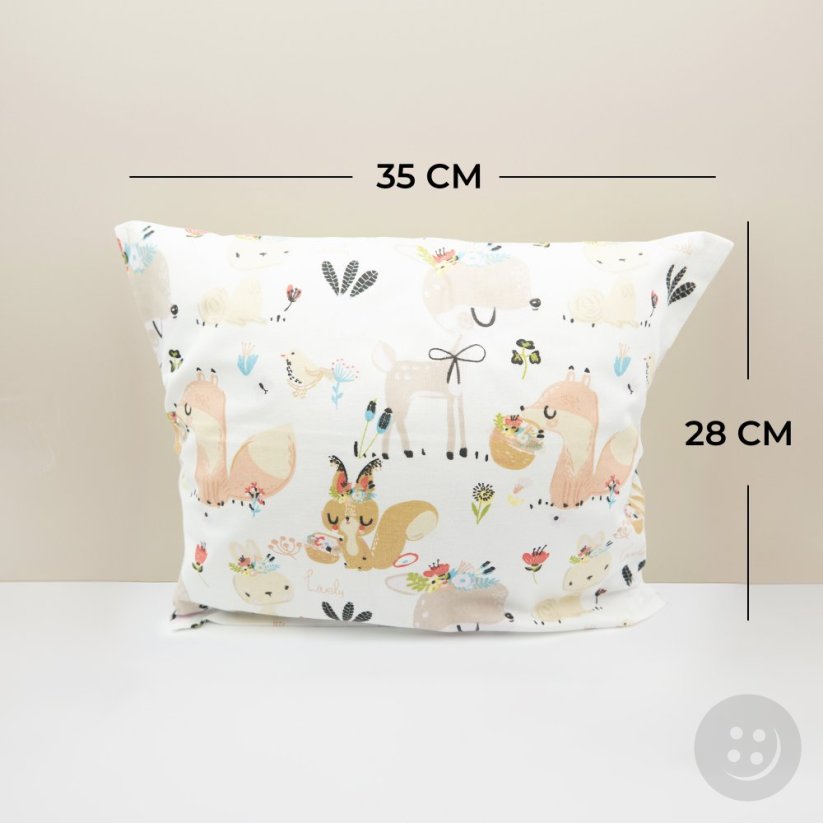 Polštářek plněný BIO pohankovými slupkami - Lesní zvířátka - rozměr 35 cm x 28 cm