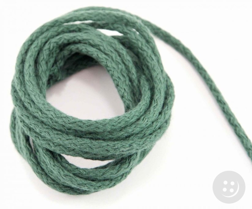 Bavlněná oděvní šňůra - tmavě zelená - průměr 0,5 cm