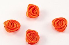 Našívací saténová kytička - oranžová - průměr 1,5 cm