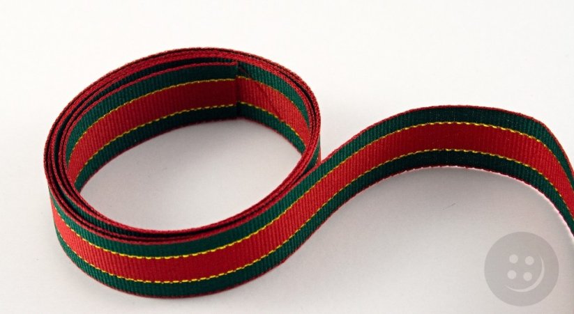 Ribbon - red, green, gold - width 2 cm