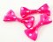 Linen satin bow 2 cm x 4 cm - pink with polka dot