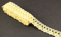 Bavlněná paličkovaná krajka - žlutá - šířka 1,8 cm