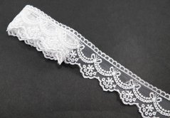 Besticke Spitzen aus Polyester - Weiß - Breite 4 cm