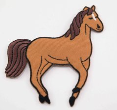 Nažehlovací záplata - hnědý koníček - rozměr 9 cm x 7,5 cm