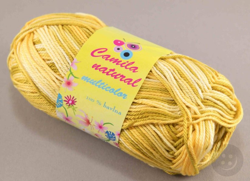 Yarn Camila natural multicolor - yellow, mustard - color number 9003
