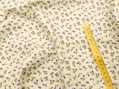 Bavlněné plátno - fialové kytičky na smetanovém podkladu