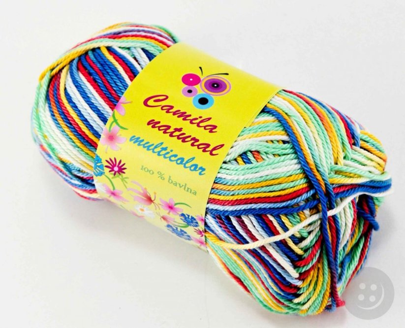 Yarn Camila natural multicolor -  red blue green yellow- color number 9058