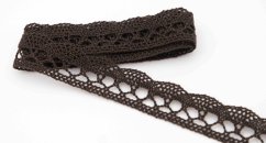 Bavlněná paličkovaná krajka - hnědá - šířka 1,5 cm