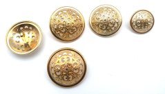 Luxurious metal filigree button with ornaments – gold-colored – 2.5 cm
