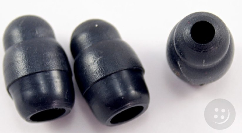 Plastic cord end - dark grey - pulling hole diameter 0,5 cm