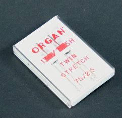 Twin stretch ORGAN needle for sewing machines - 2 pc - size 2.5/75